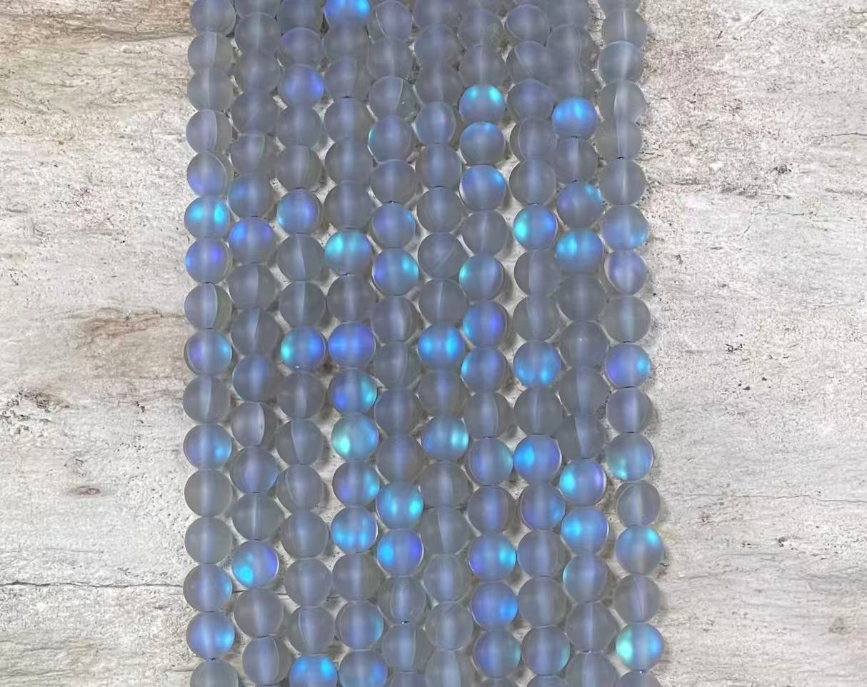 Matte Mermaid Glass Beads aka Mystic Aura Quartz, Round 6mm 8mm