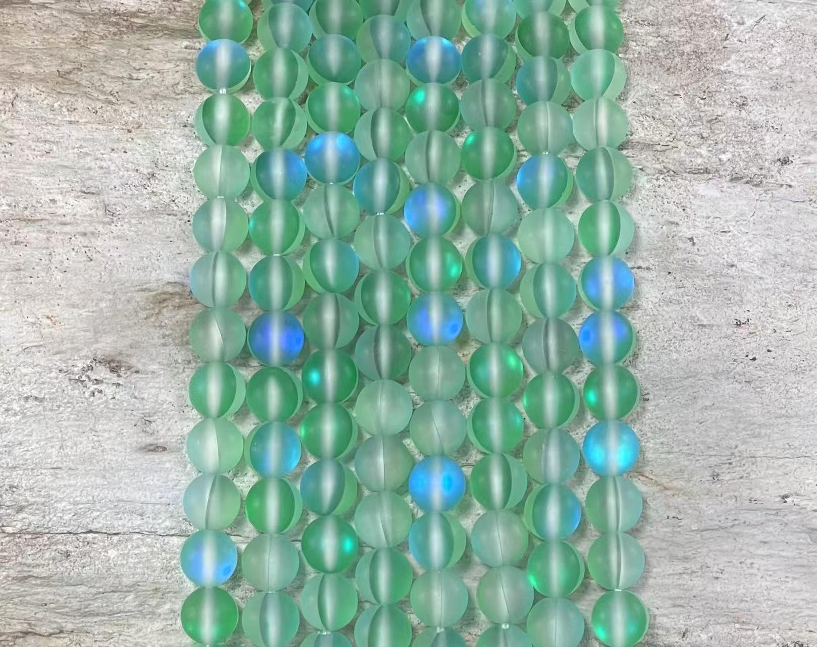 Matte Mermaid Glass Beads aka Mystic Aura Quartz, Round 6mm 8mm