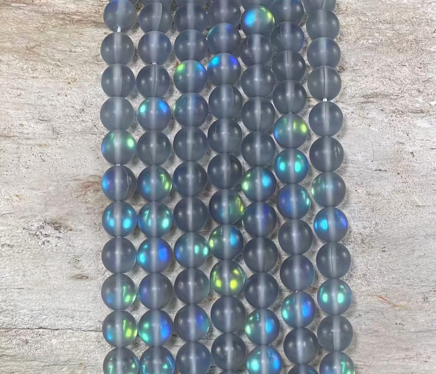 Matte Mermaid Glass Beads aka Mystic Aura Quartz, Round 6mm 8mm